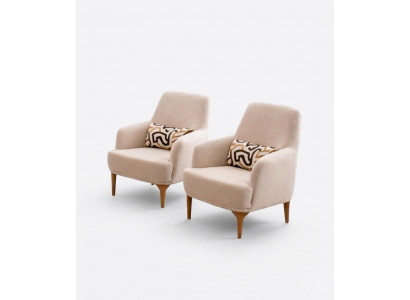 Wohnzimmer Set Moderner Stil Beiger Farbe Holzrahmen Weicher Sessel