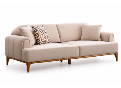 3-Sitzer-Sofa Moderner Stil Beige Farbe Holzrahmen Minimalistisches Design