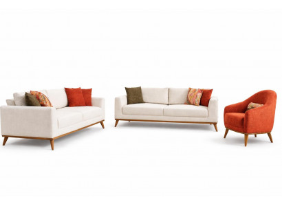 Wohnzimmer Set Modernes Design Beige Elegantes Design Weiches Sofa