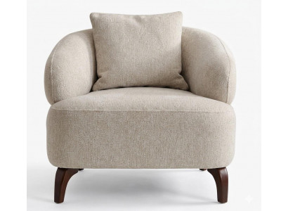 Wohnzimmer Sessel Moderner Stil Beige Holzgestell Weiches Kopfteil