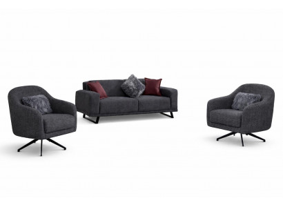 Wohnzimmer Set Moderner Stil Graue Farbe Weiche Polsterung Holzrahmen