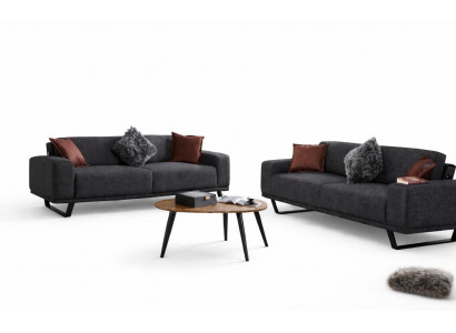 Wohnzimmer Set Moderner Stil Graue Farbe Holzrahmen Designermöbel