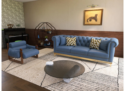 Wohnzimmergarnitur 3+1 Sitzer Runder Couchtisch Elegante Set 3 tlg