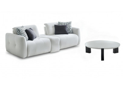 Wohnzimmer-Set Sofa Couchtisch Weiß Farbe Moderner Stil Holzrahmen Neu