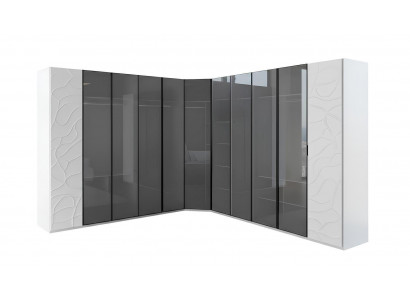 Eckschrank Weiß Schwarz Moderner Stil Glasfronten Holz-Glastüren Neu