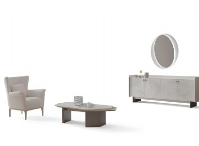 Wohnzimmer-Set Sessel Couchtisch Unterer Block Weiß Farbe Moderner Stil