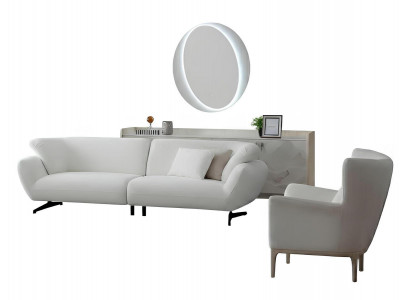 Wohnzimmer-Set 3-Sitzer-Sofa Sessel Unterer Block Weiße Moderner Stil