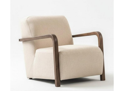 Sessel Moderner Stil Beige Farbe Holzrahmen Minimalistisches Design