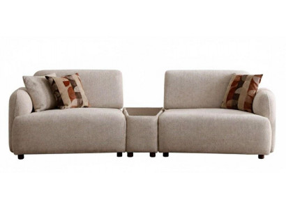 Wohnzimmer Sofa Moderner Stil Beige Holzgestell Kissen Entspannend