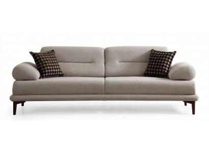 Wohnzimmer Sofa Moderner Stil Beige Holzgestell Kissen Entspannend