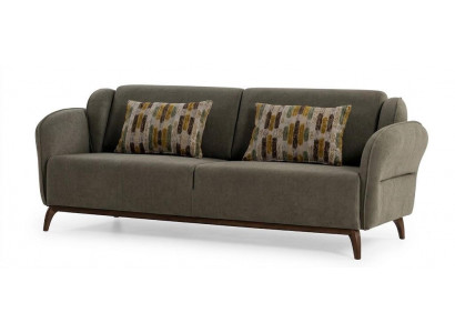 Wohnzimmer Sofa Moderner Stil Beige Holzgestell Kissen Entspannend