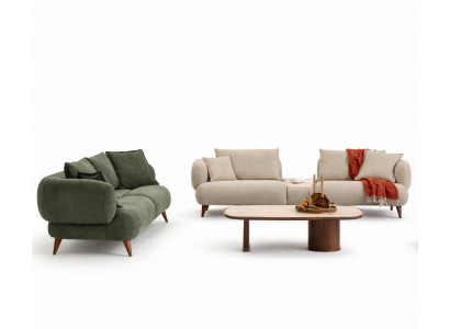 Wohnzimmer Set Moderner Stil Beige Farbe Holzrahmen Elegantes Design