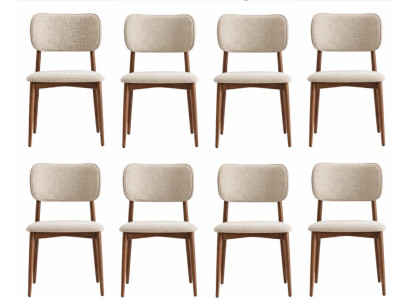Esstischstühle Set Moderner Stil Beige Holzgestell Elegantes Design
