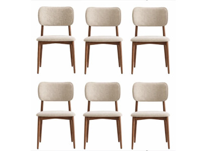 Esstischstühle Set Moderner Stil Beige Holzrahmen Weiche Polsterung