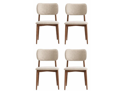 Esstischstühle Set Moderner Stil Beige Holzgestell Elegantes Design