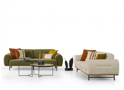 Wohnzimmer Set Moderner Stil Grüne Farbe Elegantes Design Weiches Sofa