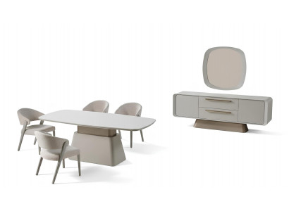 Esszimmer-Set Tisch Konsoltisch Beige Farbe Spiegel Moderner Stil Neu
