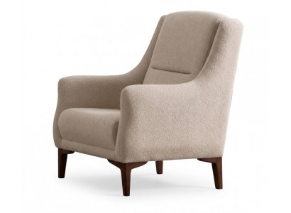 Wohnzimmer Sessel Moderner Stil Beige Holzgestell Weiches Kopfteil