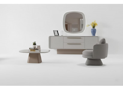 Wohnzimmer-Set Sessel Couchtisch Unterer Block Oberer Block Weiß Farbe