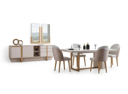 Esszimmer Set Moderner Stil Braun Geräumiger Tisch Elegantes Design