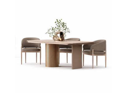 Esszimmer Set Moderner Stil Beige Geräumiger Tisch Elegantes Design