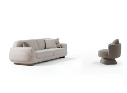 Sofa-Set Sofa Sessel Moderner Stil Weiße Grau Farbe Weiche Armlehnen