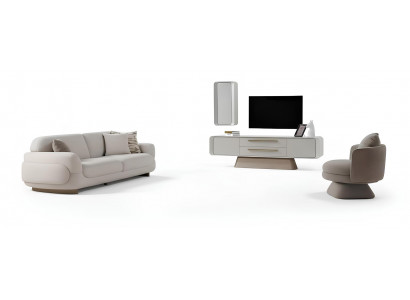 Wohnzimmer-Set Sofa Sessel Unterer Block Oberer Block Weiß Grau Farbe