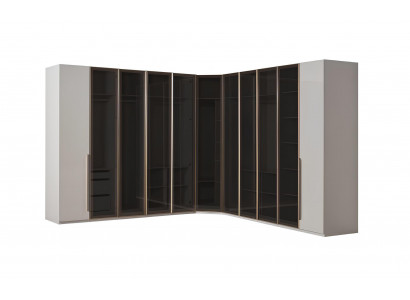 Eckschrank Weiß Schwarz Moderner Stil Glasfronten Holz-Glastüren Neu