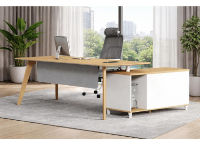Braun-Weißer Eckschreibtisch Exklusive Bürotische Holzschreibtisch