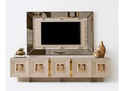 Wohnzimmer-Set Unterer Block TV-Panel Couchtisch Glasplatte Metallrahmen