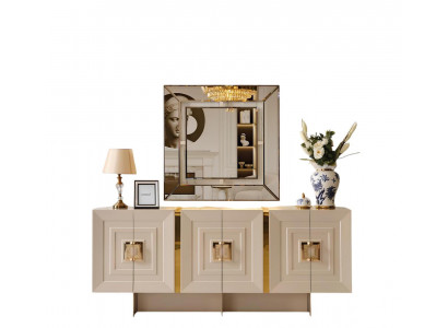 Konsoltisch-Set Konsoltisch Spiegel Beige Gold Farbe Moderner Stil Neu