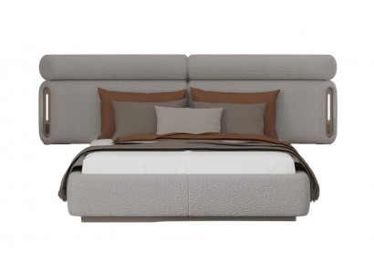 Bett Moderner Stil Beige Weiches Bett Weiche Polsterung Holzrahmen