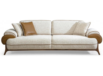 3 Sitzer Sofa Stoffbezug Holzgestell mittlere Festigkeit Kissen Neu