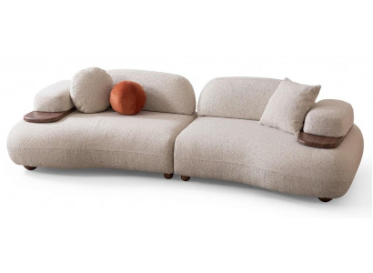 Wohnzimmer Sofa Moderner Stil Weiß Holzgestell Weich Elegant Entspannend