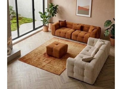 Wohnzimmer Möbel Set Moderner Stil Braun Holzgestell Kissen Weich