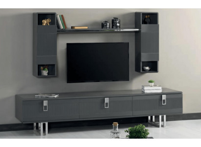 Modernes Wohnzimmer Set mit TV-Lowboard und Wandmodul, 2-teilig.