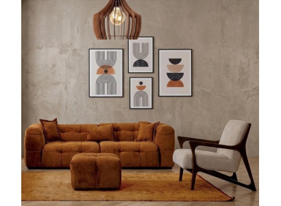 Wohnzimmer Möbel Moderner Stil Braun Holzgestell Entspannend Elegant