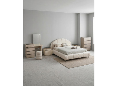 Schlafzimmer Set Bett 2xNachttisch Kommode Schminktisch Spiegel Pouf