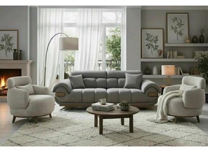 2 Sitzer Sofa Sessel Stoffbezug Holzrahmen Mittlere Härte Modern Neu