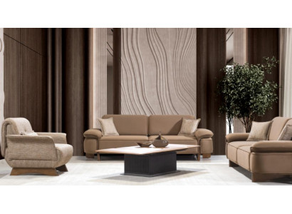 3 Sitzer Sofa Sessel Stoffbezug Holzrahmen Mittlere Härte Modern Neu