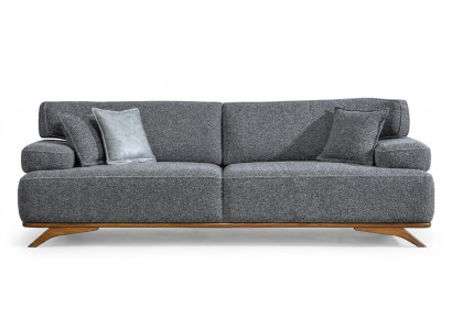 3 Sitzer Sofa Stoffbezug Holzgestell mittlere Festigkeit Kissen Neu