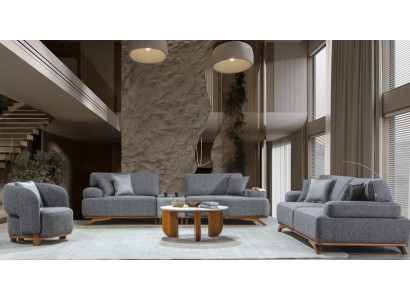 Sofa Sessel Beleuchtungsmodul Set Stoffbezug Holzrahmen Beleuchtung