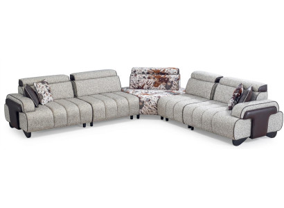 Ecksofa L Form Holzrahmen Stoffbezug Armlehnen Kissen Modular Neu