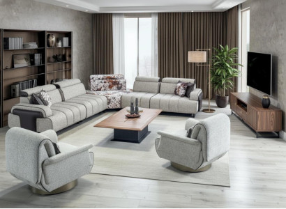 Ecksofa L Form Sessel Holzrahmen Stoffbezug Ecksofa Mittlere Härte
