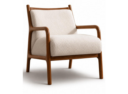 Sessel Stoff Moderner  Minimalistisch  Weiß Holzelemente Stilvoll