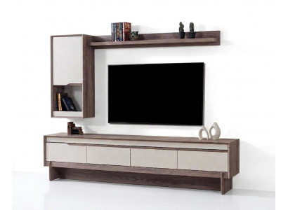 Wohnwand Moderner Stil Beige Farbe Geräumige Wohnwand Elegantes Design