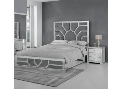Stilvolles Schlafzimmer-Set mit Bett und elegantem Nachttisch