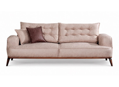 3-Sitzer sofa Leder Modern Kissen Elegant Komfortabel Bequem Beige Neu