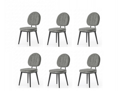Esszimmer Set 6x Stuhl Grau Weich Bequem Moderner  Komfortabel