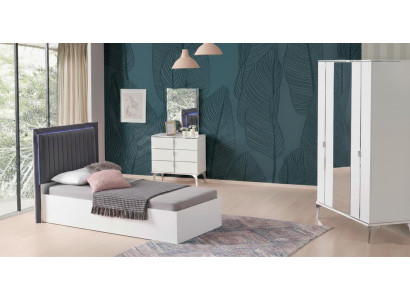 Jugendzimmer-Set 3-tlg. – Bett, Kleiderschrank & Schminktisch modern